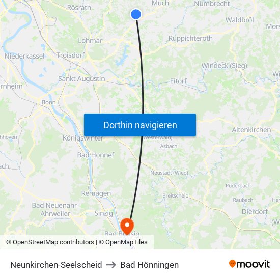 Neunkirchen-Seelscheid to Bad Hönningen map