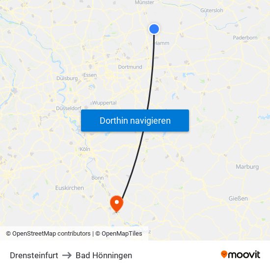 Drensteinfurt to Bad Hönningen map