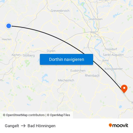 Gangelt to Bad Hönningen map