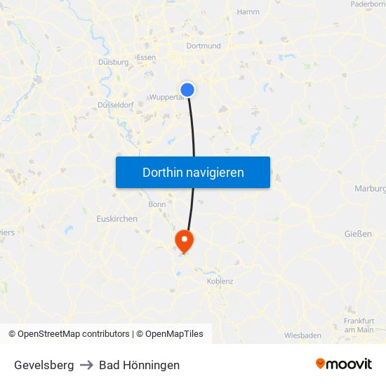 Gevelsberg to Bad Hönningen map