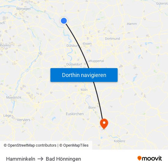 Hamminkeln to Bad Hönningen map