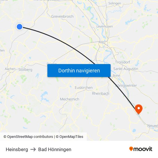 Heinsberg to Bad Hönningen map