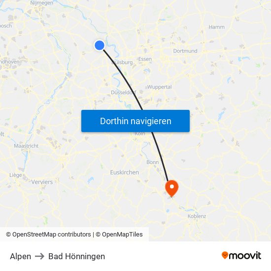 Alpen to Bad Hönningen map