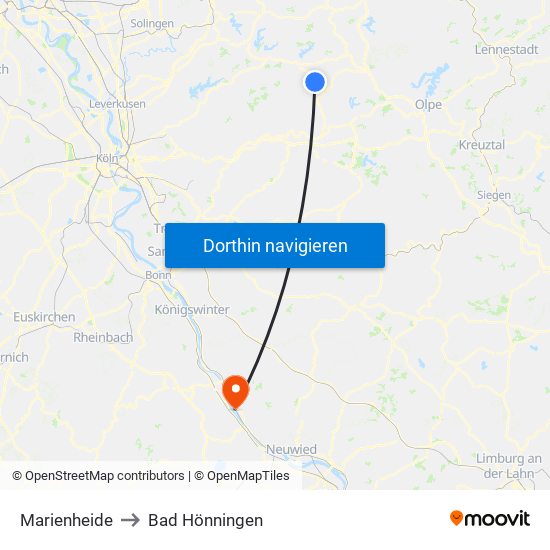 Marienheide to Bad Hönningen map