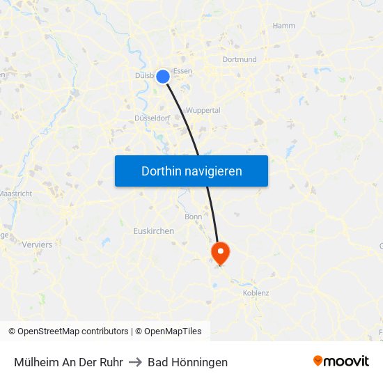 Mülheim An Der Ruhr to Bad Hönningen map