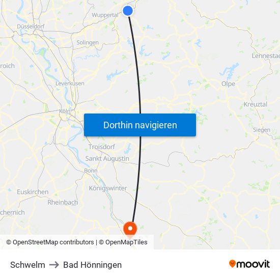 Schwelm to Bad Hönningen map