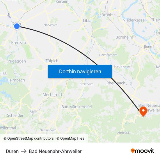 Düren to Bad Neuenahr-Ahrweiler map