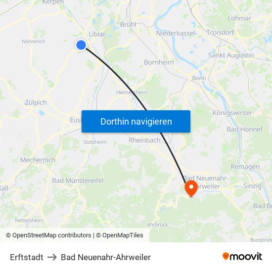 Erftstadt to Bad Neuenahr-Ahrweiler map