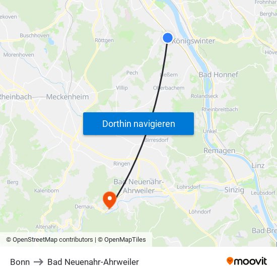 Bonn to Bad Neuenahr-Ahrweiler map