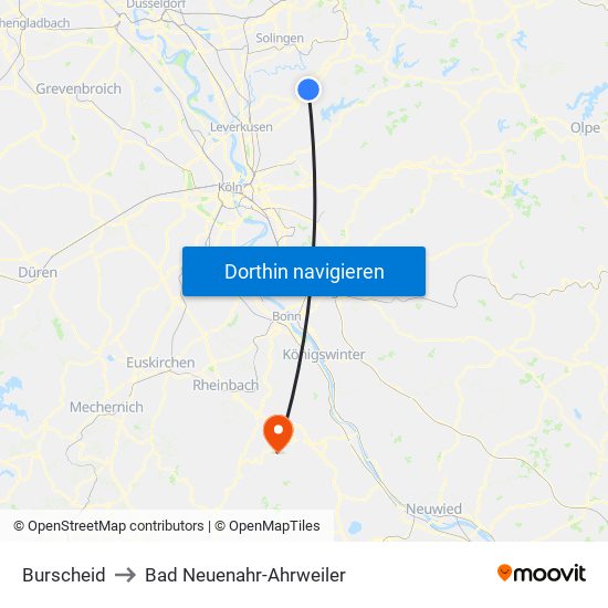 Burscheid to Bad Neuenahr-Ahrweiler map