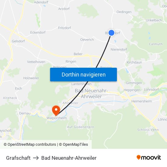 Grafschaft to Bad Neuenahr-Ahrweiler map