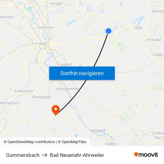 Gummersbach to Bad Neuenahr-Ahrweiler map