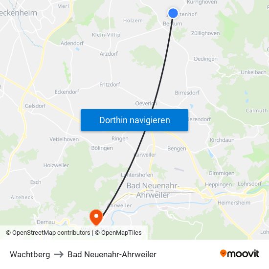 Wachtberg to Bad Neuenahr-Ahrweiler map