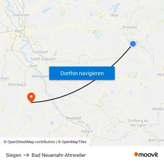 Siegen to Bad Neuenahr-Ahrweiler map