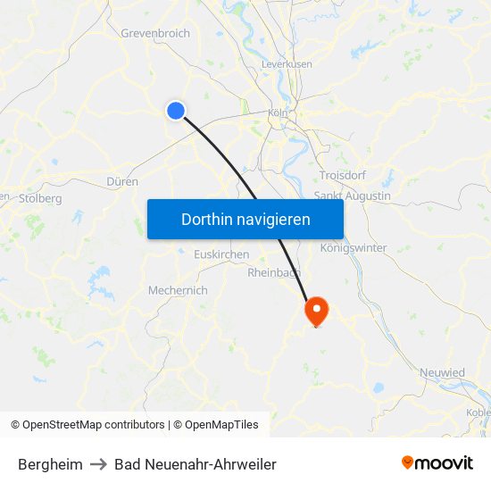 Bergheim to Bad Neuenahr-Ahrweiler map