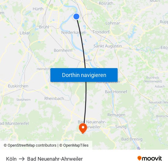 Köln to Bad Neuenahr-Ahrweiler map