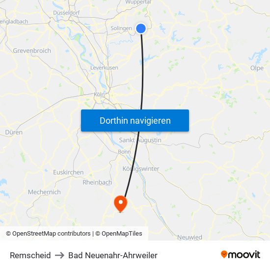 Remscheid to Bad Neuenahr-Ahrweiler map