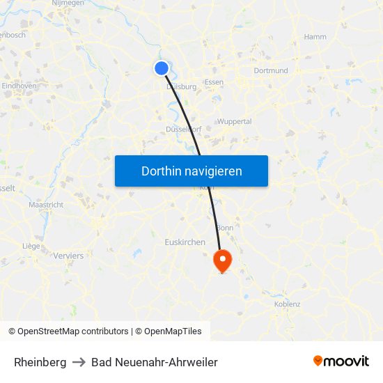 Rheinberg to Bad Neuenahr-Ahrweiler map