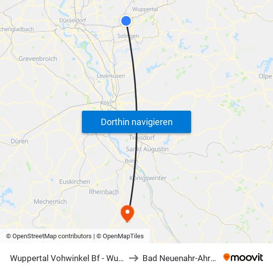 Wuppertal Vohwinkel Bf - Wuppertal to Bad Neuenahr-Ahrweiler map