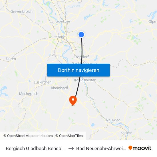 Bergisch Gladbach Bensberg to Bad Neuenahr-Ahrweiler map