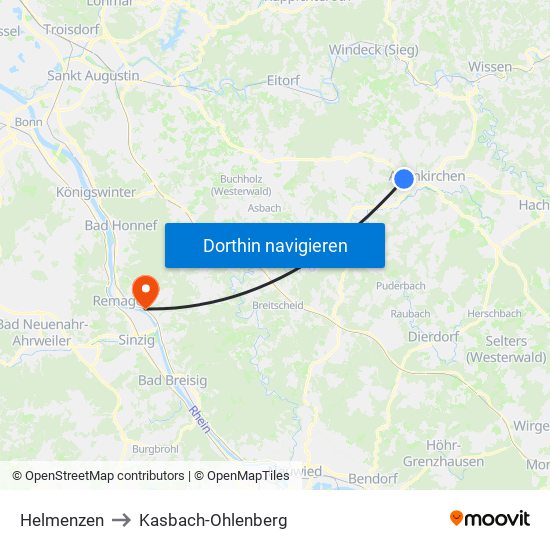 Helmenzen to Kasbach-Ohlenberg map