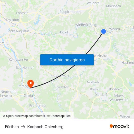 Fürthen to Kasbach-Ohlenberg map