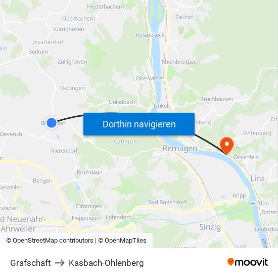 Grafschaft to Kasbach-Ohlenberg map