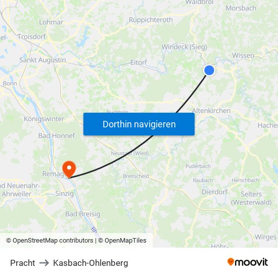 Pracht to Kasbach-Ohlenberg map