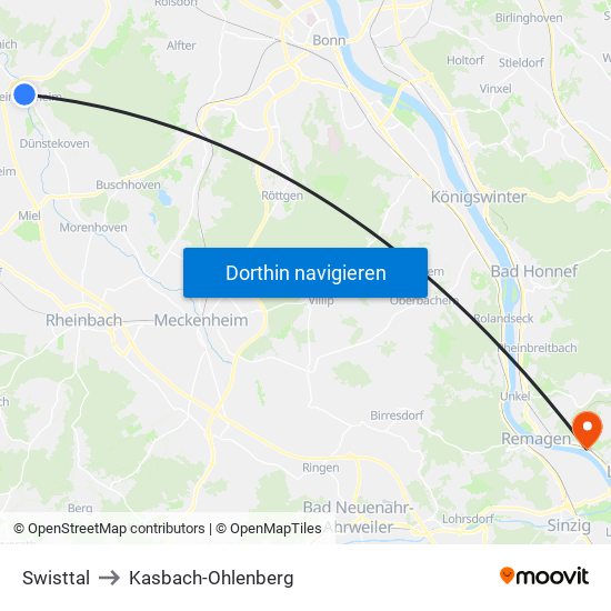 Swisttal to Kasbach-Ohlenberg map