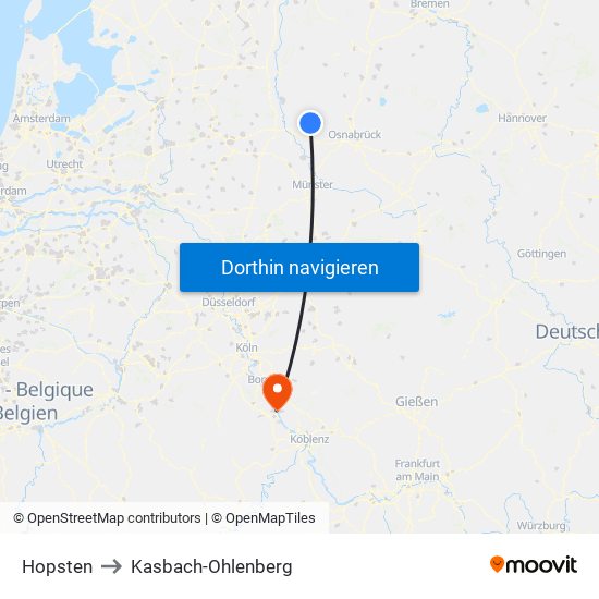 Hopsten to Kasbach-Ohlenberg map
