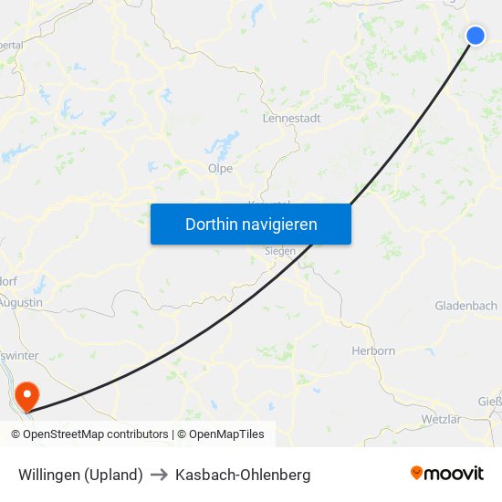 Willingen (Upland) to Kasbach-Ohlenberg map