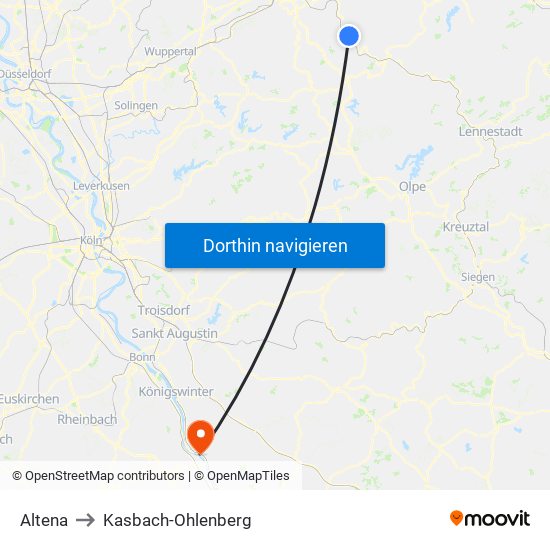 Altena to Kasbach-Ohlenberg map