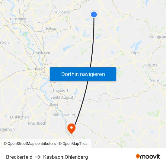 Breckerfeld to Kasbach-Ohlenberg map