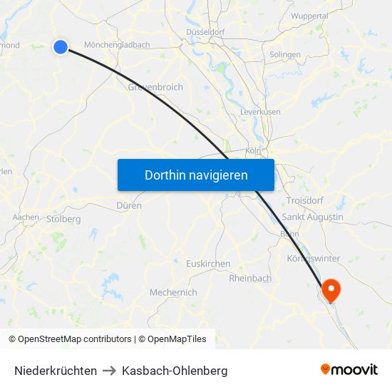 Niederkrüchten to Kasbach-Ohlenberg map