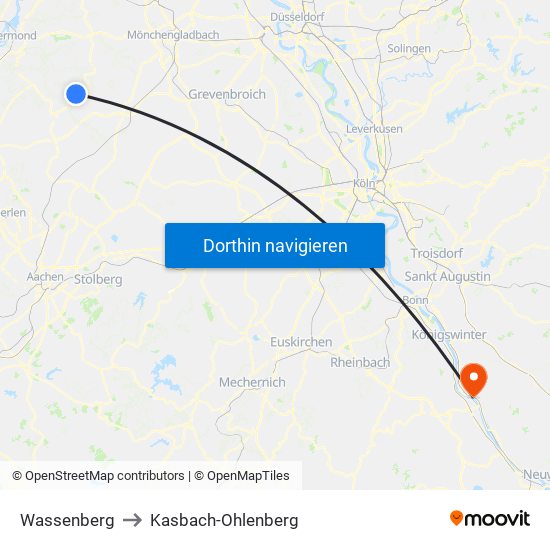 Wassenberg to Kasbach-Ohlenberg map