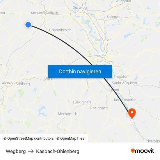 Wegberg to Kasbach-Ohlenberg map