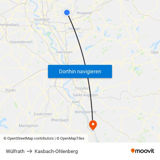 Wülfrath to Kasbach-Ohlenberg map