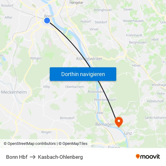 Bonn Hbf to Kasbach-Ohlenberg map