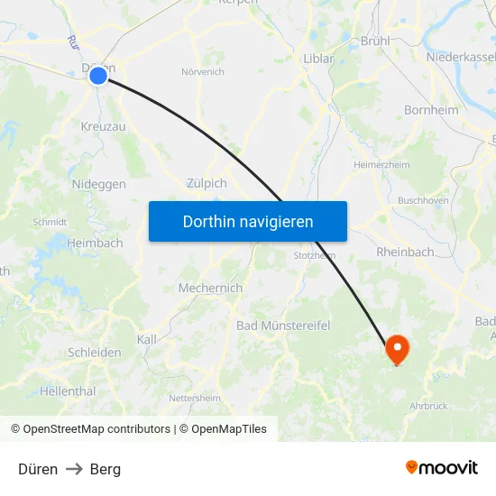 Düren to Berg map