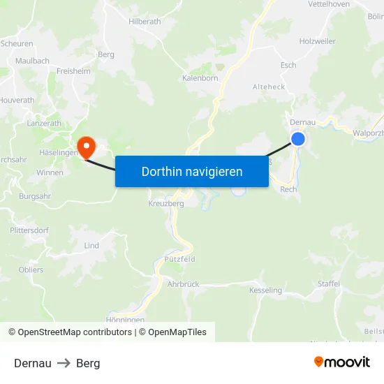 Dernau to Berg map