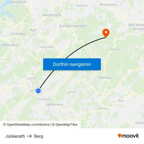 Jünkerath to Berg map