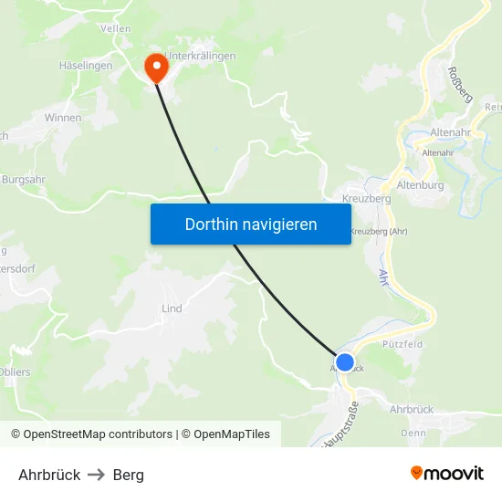 Ahrbrück to Berg map