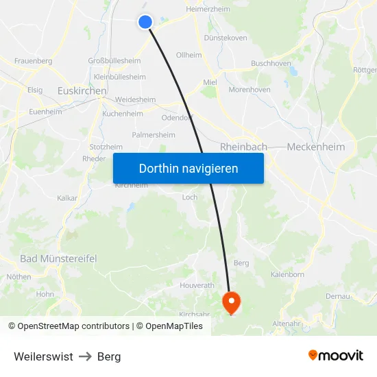 Weilerswist to Berg map