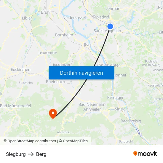Siegburg to Berg map