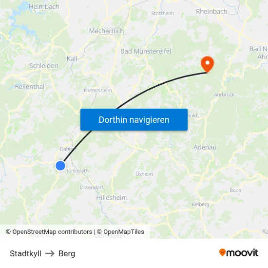 Stadtkyll to Berg map