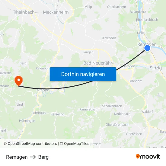 Remagen to Berg map