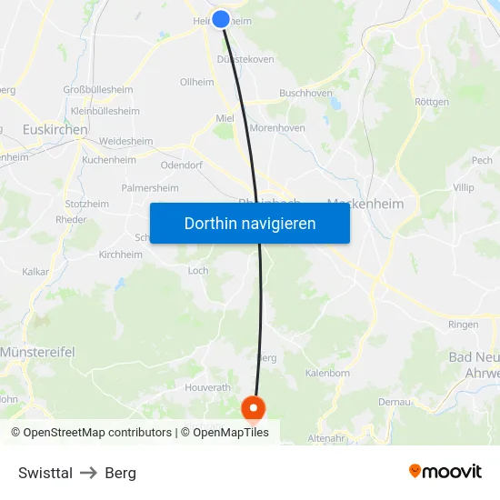 Swisttal to Berg map