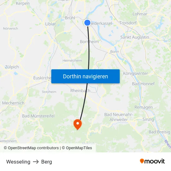 Wesseling to Berg map