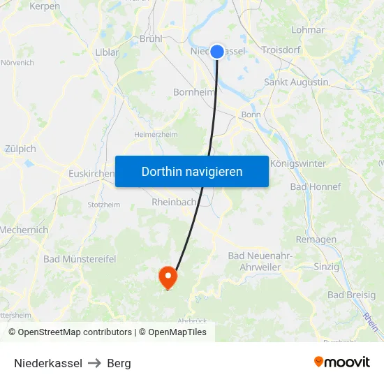 Niederkassel to Berg map