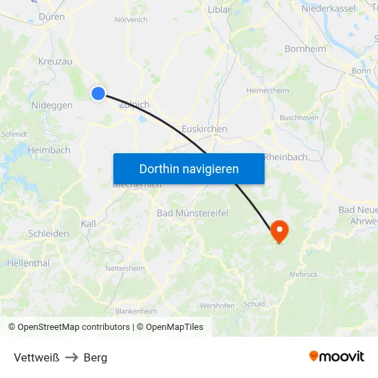 Vettweiß to Berg map